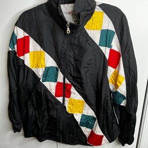 Two-Piece Vintage 80s 90s Track Suit - Black & Diamonds